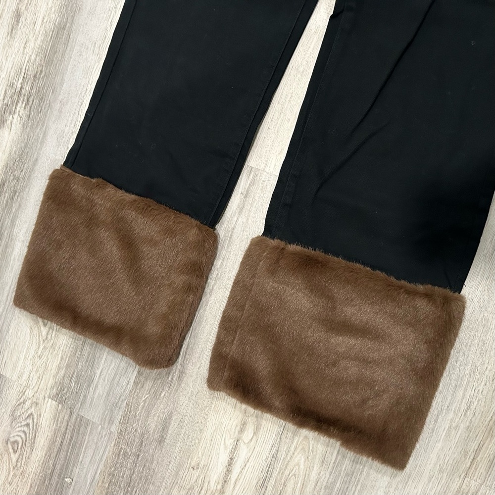 NWT We Wore What Black Denim Jeans Faux Fur Cuff Straight Leg High Rise Size 27 - Picture 6 of 12